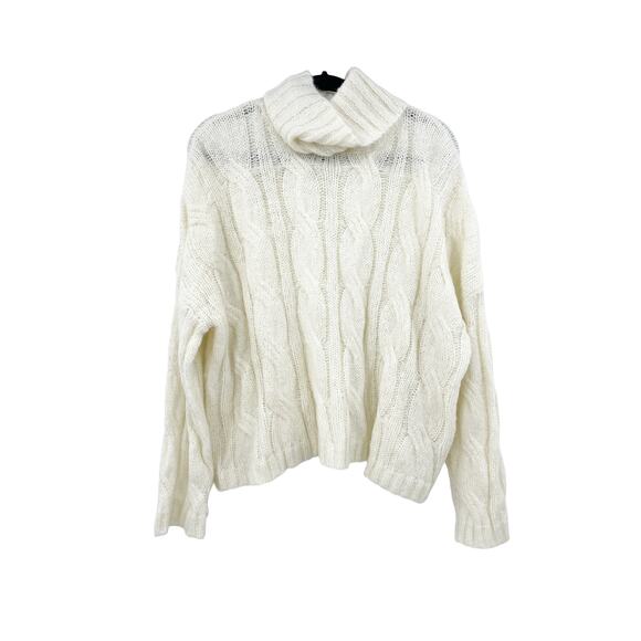 Tularosa Sweater Womens Small Greta Turtleneck Pullover Cable Knit Ivory Cream - Picture 1 of 5